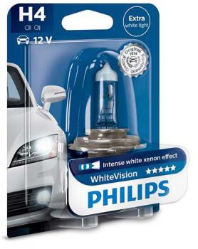 Philips H4 12V Scheinwerferbirne 60/55W P43t WhiteVision 1st. Blister(12342WHVB1